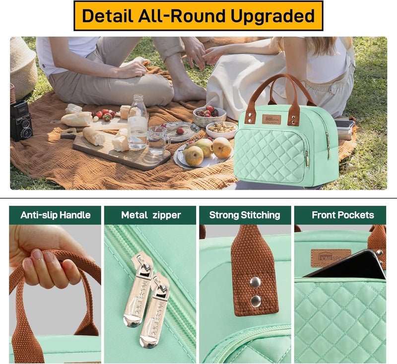 Buringer HOMESPON Lunch Bag for Woman Man Adults with Front Pocket Insulated Lunch Tote Lunch Box Container for Work Picnic or Travel（Green） - Image 4